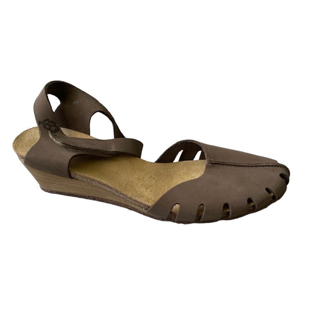 LOINTS OF HOLLAND Leather Clogs Wedge Sandals Taupe Brown 41